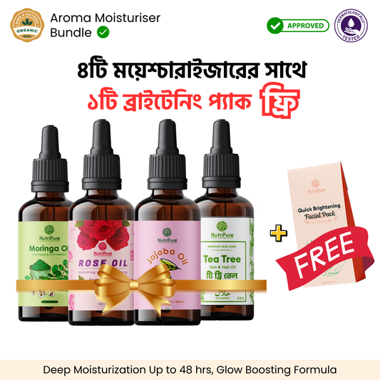 Aroma Moisturiser Bundle | Rose, Jojoba, Moringa, Tea Tree Face & Body Oil Nutripure
