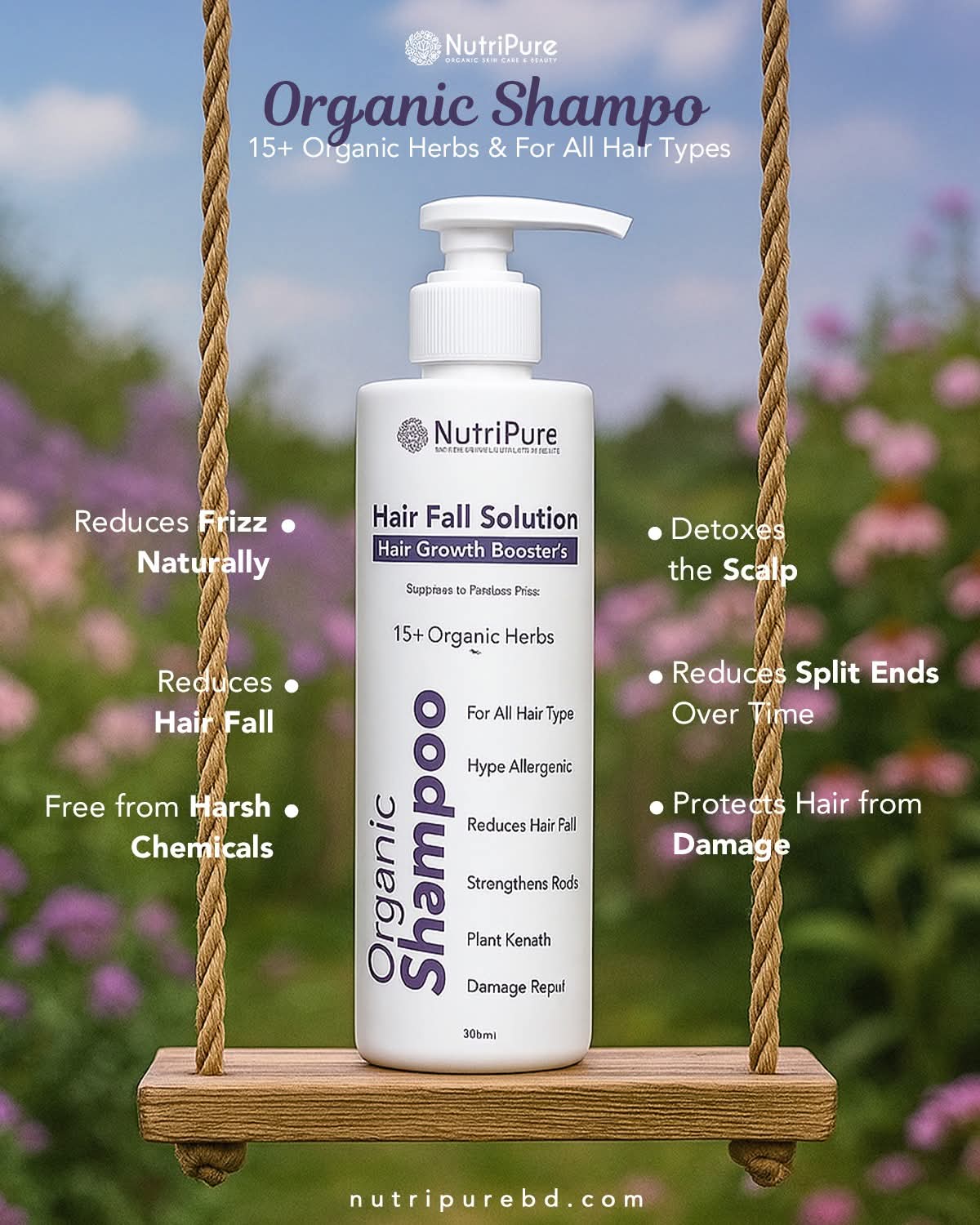 Premium Organic Shampoo For Hair Fall, Damage & Hair Growth | 300ml