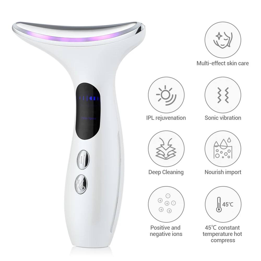 Facial Microcurrent EMS Neck Face Lifting Massager Neck Face Beauty Skin Tighten Device LED Photon Therapy Anti Wrinkle Remover Nutripure