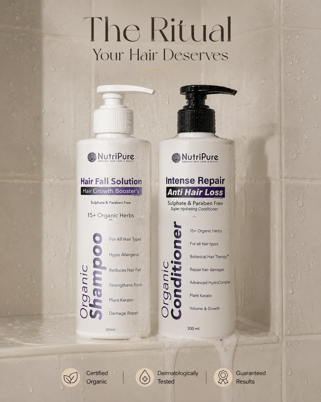 Organic Shampoo & Conditioner Combo। Complete Hair Fall Care & Hair Repair Solution