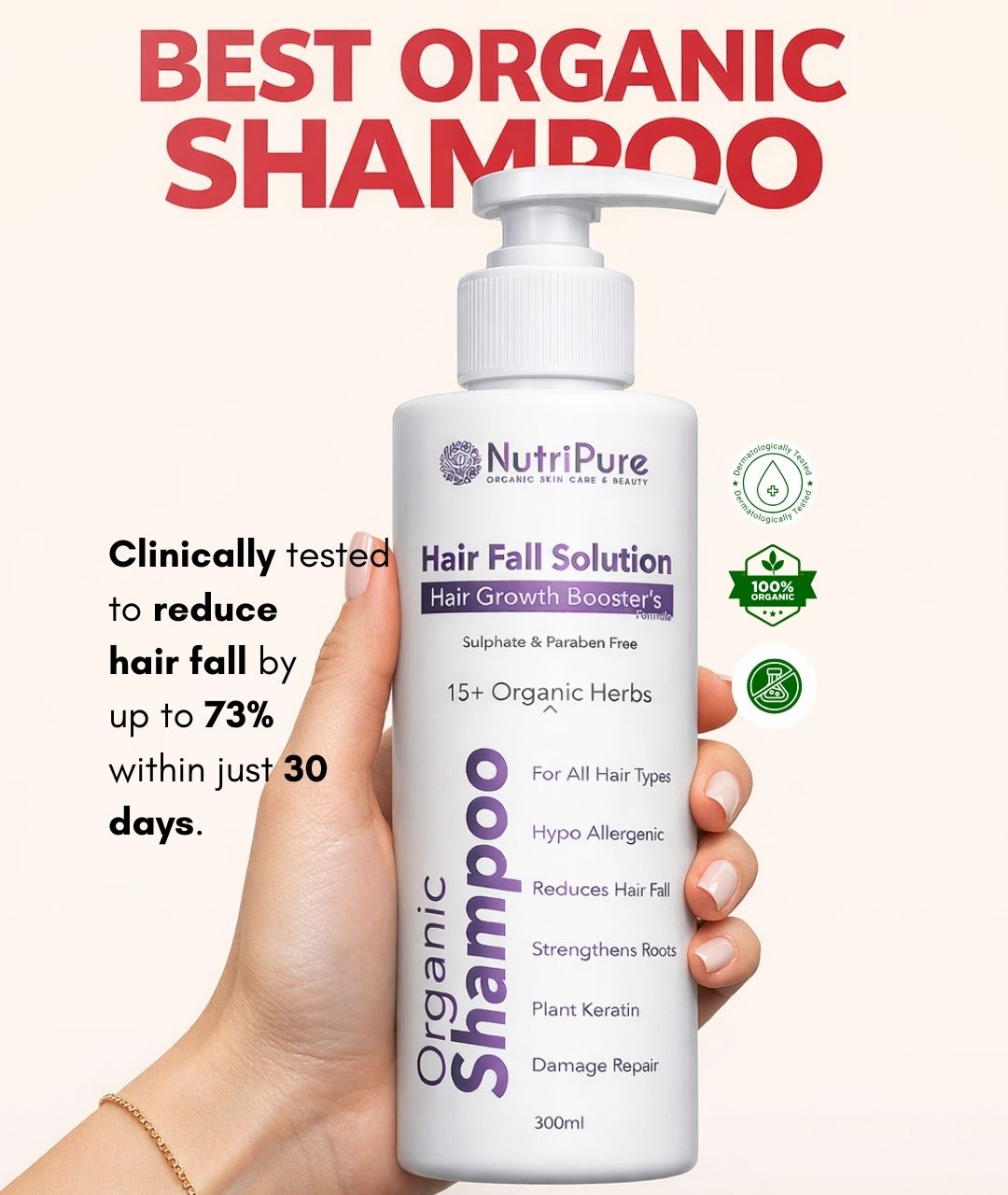 Premium Organic Shampoo For Hair Fall, Damage & Hair Growth | 300ml