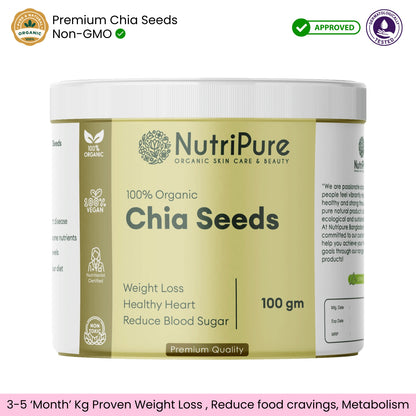 Chia Seeds 100gm: Weight Loss Management | Rich in Omega-3 Fatty acids Non-GMO and Fiber My Store