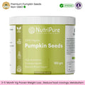 Premium Pumpkin Seeds 100gm: Raw and Unsalted, Essential Fatty Acids, Rich in Iron, Excellent Source of Protein, Certified Non-GMO,