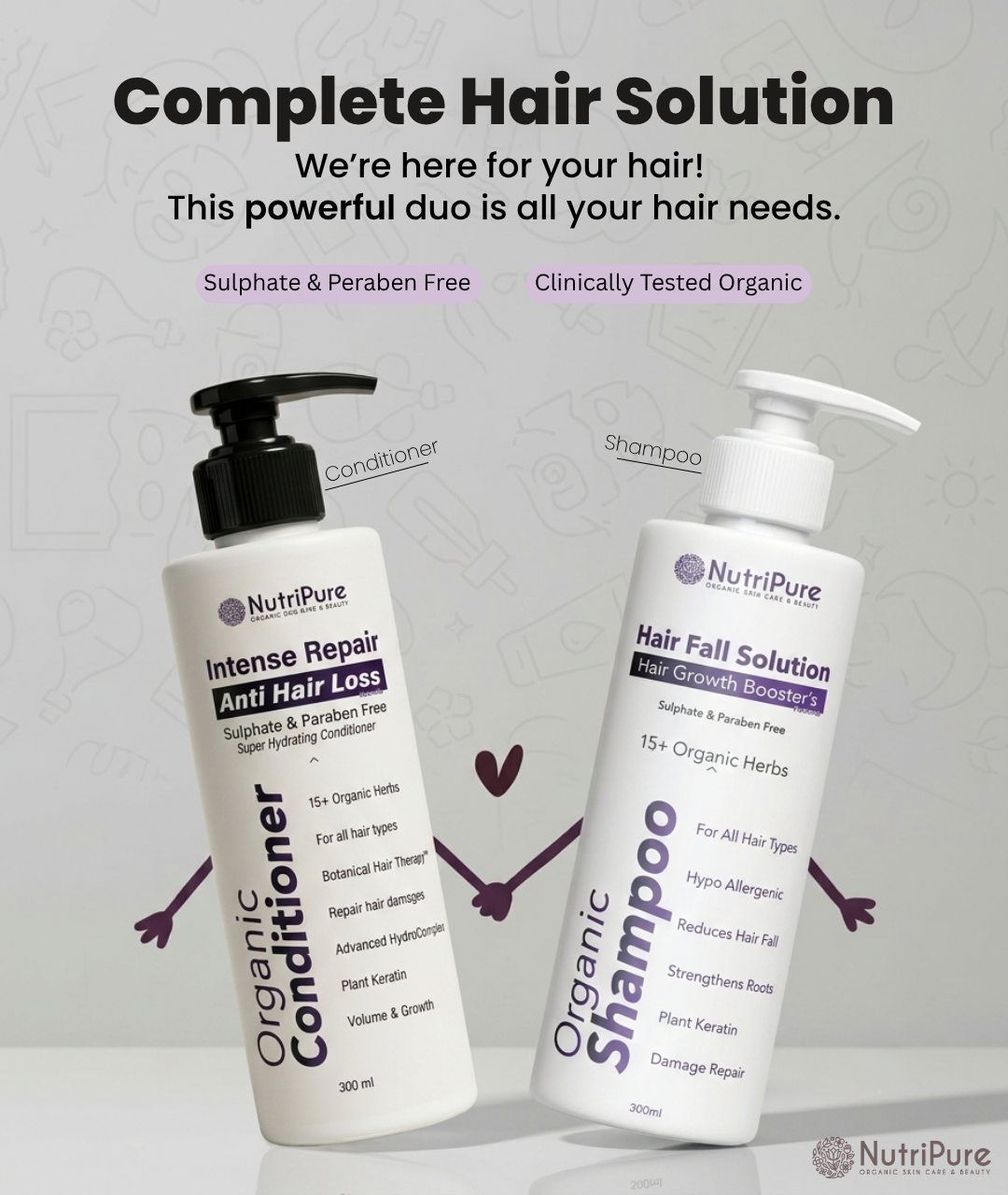 Organic Shampoo & Conditioner Combo। Complete Hair Fall Care & Hair Repair Solution