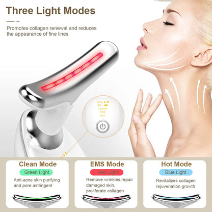 Facial Microcurrent EMS Neck Face Lifting Massager Neck Face Beauty Skin Tighten Device LED Photon Therapy Anti Wrinkle Remover Nutripure