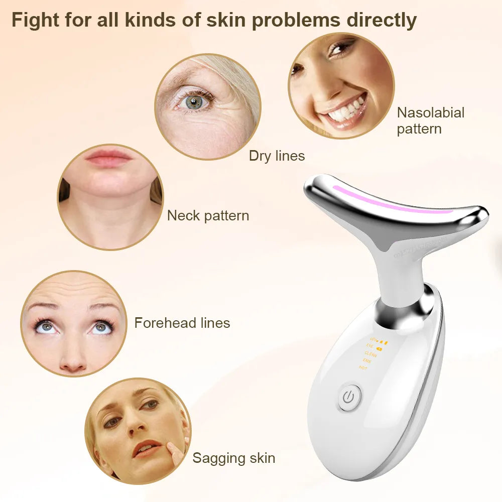 Facial Microcurrent EMS Neck Face Lifting Massager Neck Face Beauty Skin Tighten Device LED Photon Therapy Anti Wrinkle Remover Nutripure